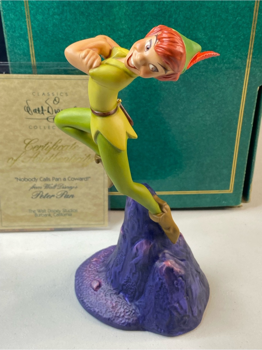 Disney WDCC Peter Pan "Nobody Calls Pan A Coward" Figurine Box COA